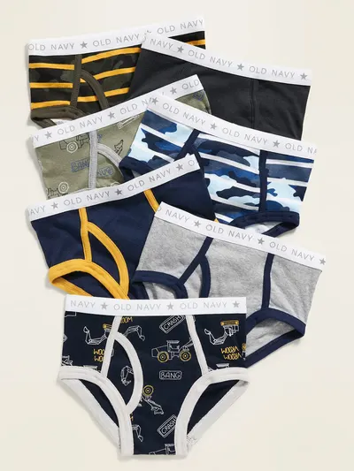 Underwear Brief 7-Pack for Toddler Boys - Stripes, Camo, Solids & Trucks