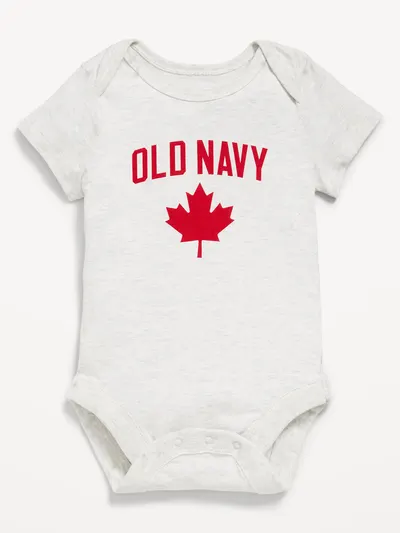 Unisex Short-Sleeve Canada Logo-Graphic Bodysuit for Baby - Heather Grey