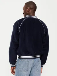 Varsity Corduroy Bomber Jacket - Navy Blue — view 2