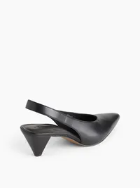 Vegan Leather Slingback Mules - Black — view 3
