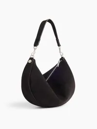 Vegan Suede Crescent Bag - Black — view 3
