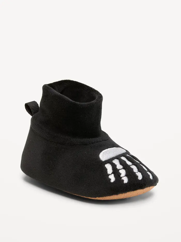 Velour Skeleton Slippers for Baby - Black Skeleton