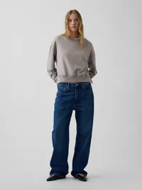 VintageSoft Terry Oversized Wedge Side-Slit Sweatshirt - Light brown — view 2