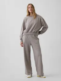 VintageSoft Terry Oversized Wedge Side-Slit Sweatshirt - Light brown — view 5