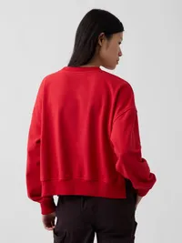 VintageSoft Terry Oversized Wedge Side-Slit Sweatshirt - Red — view 3