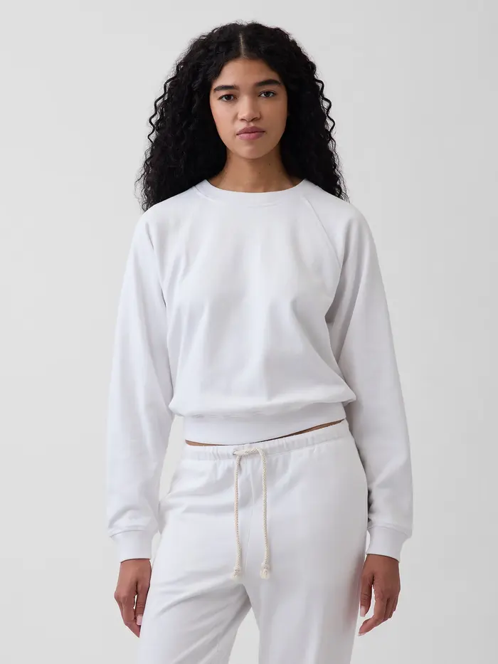 VintageSoft Terry Raglan Sweatshirt - Fresh white
