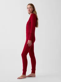 Waffle PJ One-Piece - Sled red — view 2