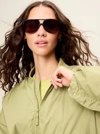 Water-Resistant Oversized Bubble-Hem Zip Bomber Jacket - Micro Green — view 4