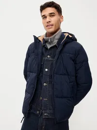 Water-Resistant Puffer Jacket - Navy Blue — view 4