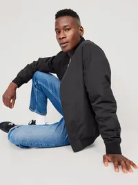 Water-Resistant Zip Bomber Jacket - Black Jack — view 3