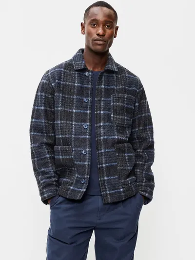 Wool-Blend Chore Jacket - Blue Plaid