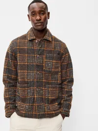 Wool-Blend Chore Jacket - Brown Plaid — view 4