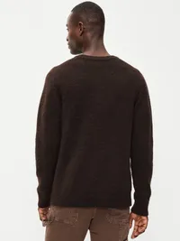 Wool-Blend Henley Sweater - Dark Walnut — view 2