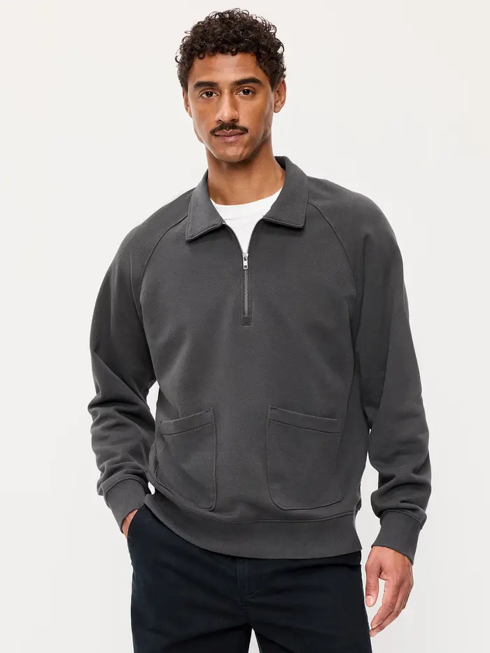 Workwear Collared Fleece Chore Pullover - Panther